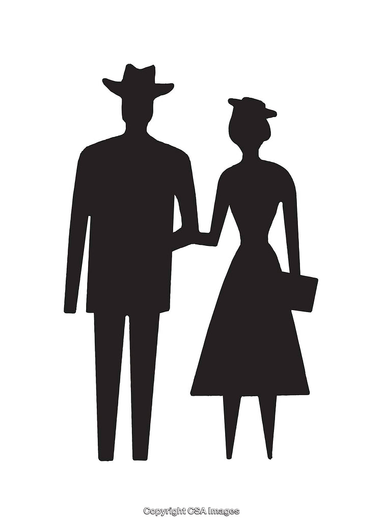 Silhouette of a Man and Woman in Classic Attire