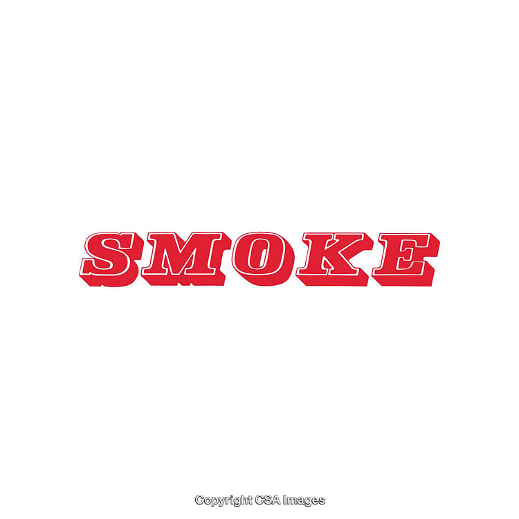 Bold Red Text 'Smoke' Displayed on White Background in Crisp Font Style