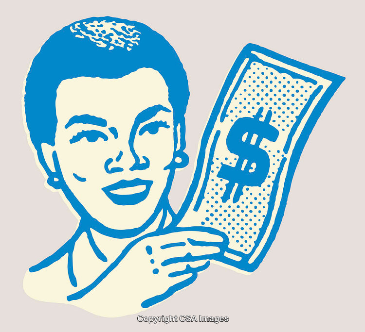 Retro Style Illustration of a Person Holding a Money Symbol
