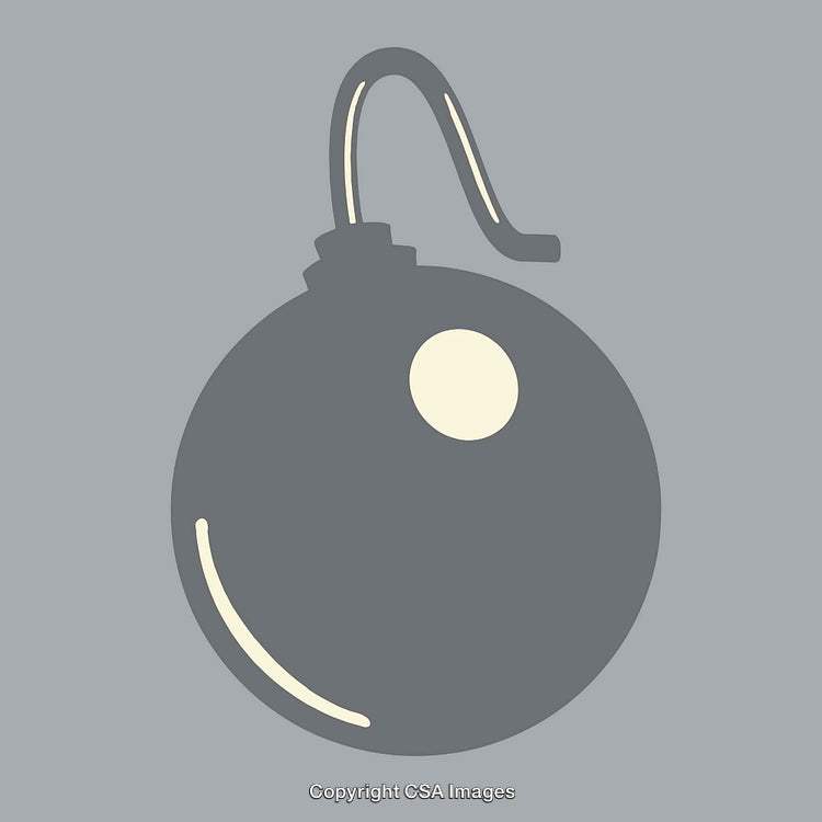 Minimalistic Gray Bomb Illustration With Bold Lines on a Neutral Background