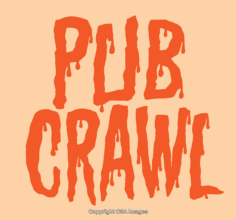 Playful Orange Lettering for Pub Crawl Event Graphic