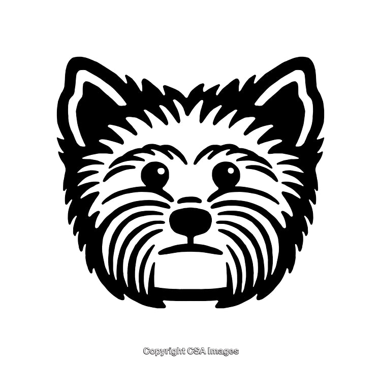 Black and White Line Art of a Terrier Dog Illustration