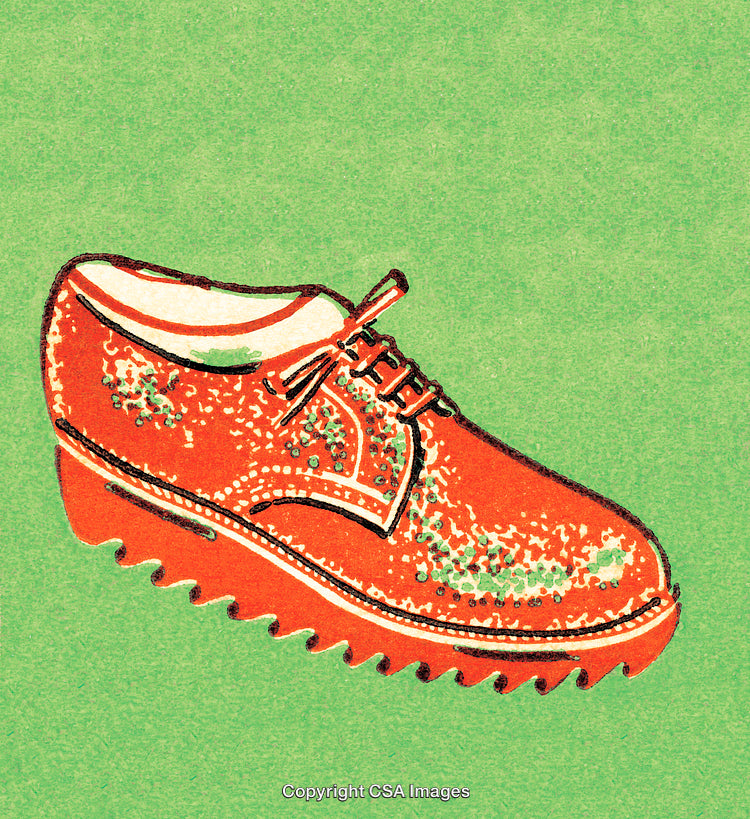 Vibrant Illustration of a Single Stylish Shoe on a Green Background