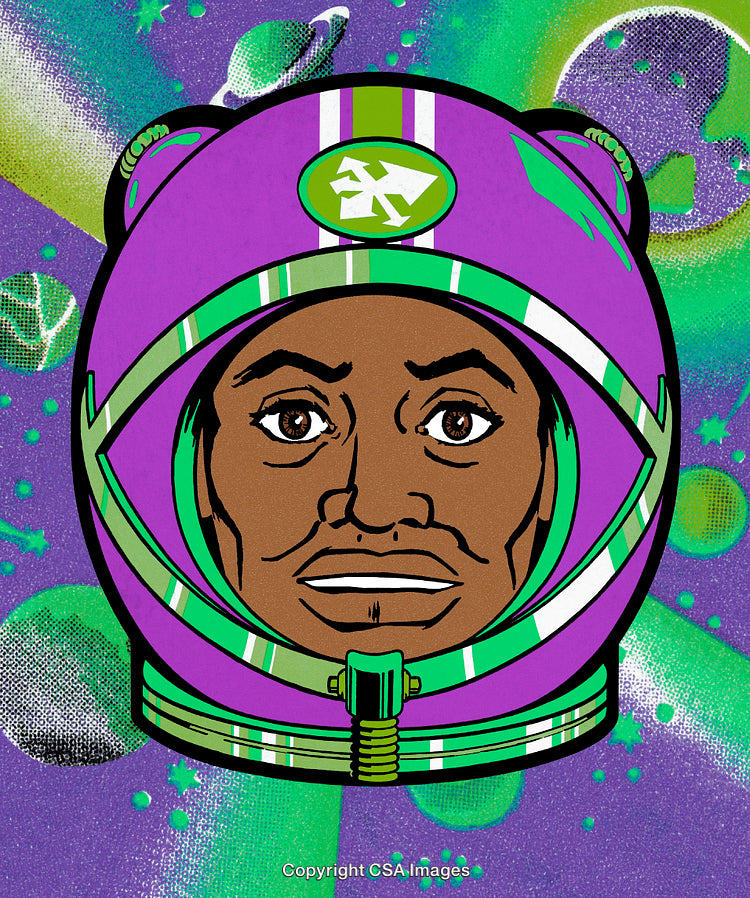 Colorful Illustration of an Astronaut in a Futuristic Space Helmet