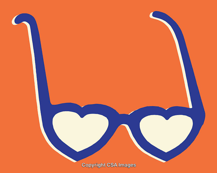 Stylized Heart-Shaped Glasses Illustration with Bold Colors and Minimalistic Design