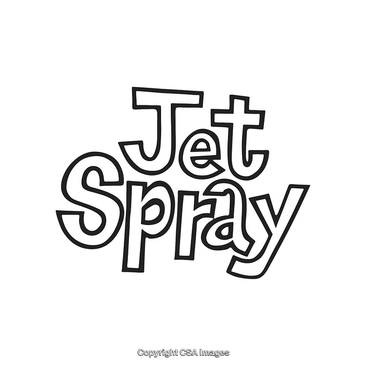 Playful Hand-Drawn Jet Spray Text in Black on White Background