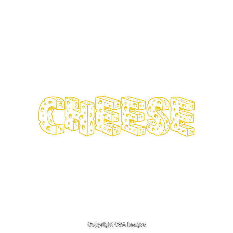 Creative Yellow Typography Featuring the Word 'Cheese' in Artistic Lettering