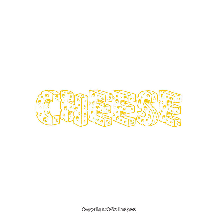 Creative Yellow Typography Featuring the Word 'Cheese' in Artistic Lettering