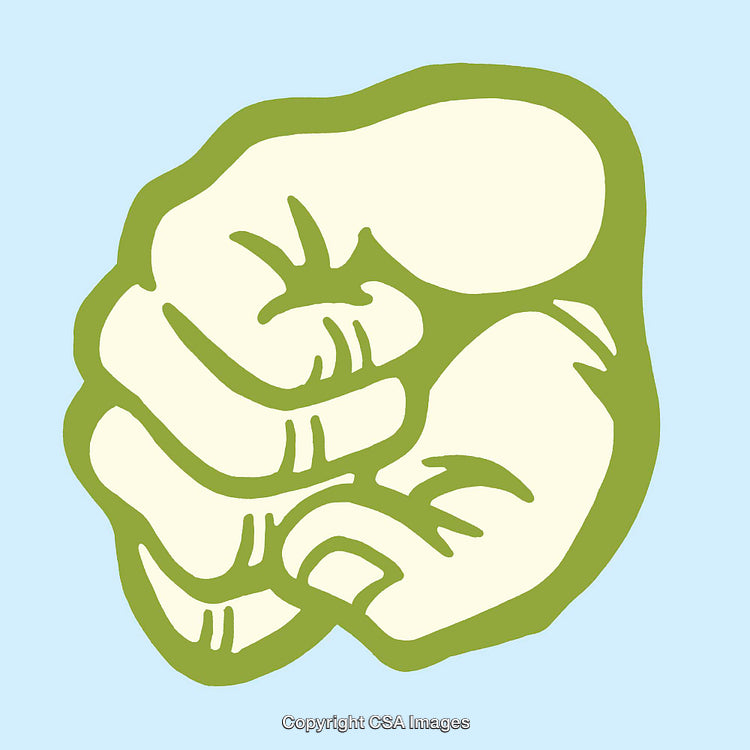 Color Line Drawing of a Fist with a Fun Cartoon Style
