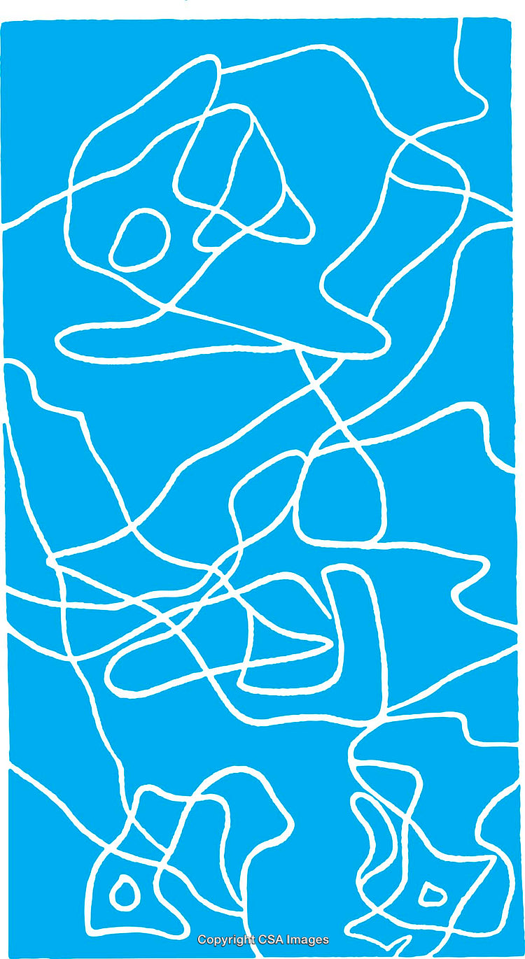 Blue Patterned Background with Intricate White Abstract Lines