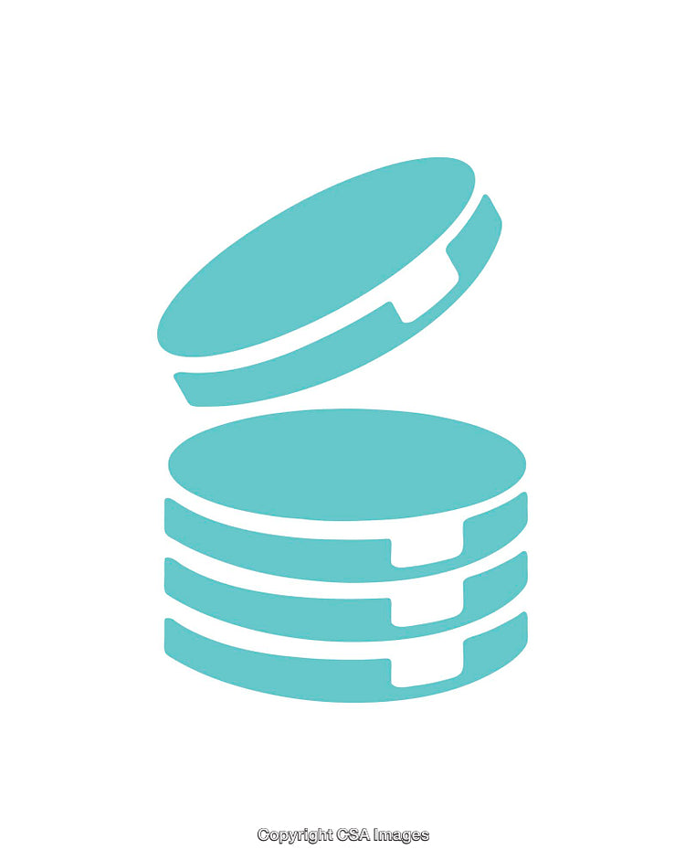 Blue Icon of Stacked Circles Representing Layers or Database Concept