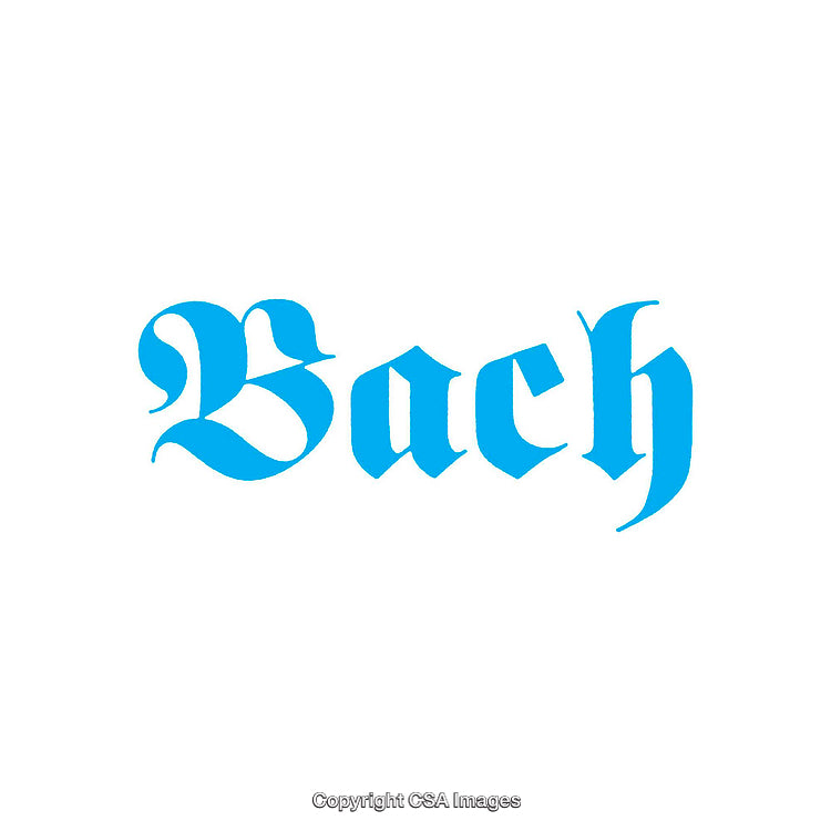 Blue Gothic Text Displaying the Word Bach on a White Background