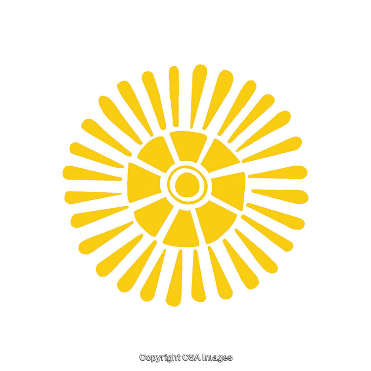 Bright Yellow Sunburst Design on Clean White Background