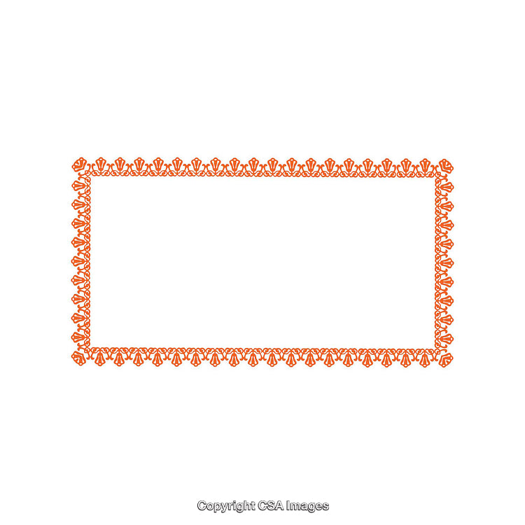 Rectangular Ornamental Frame with Decorative Orange Geometric Pattern
