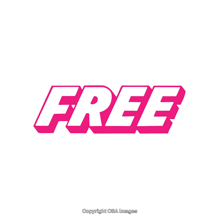 Free Promotional Text in Bold Pink Letters on Isolated White Background