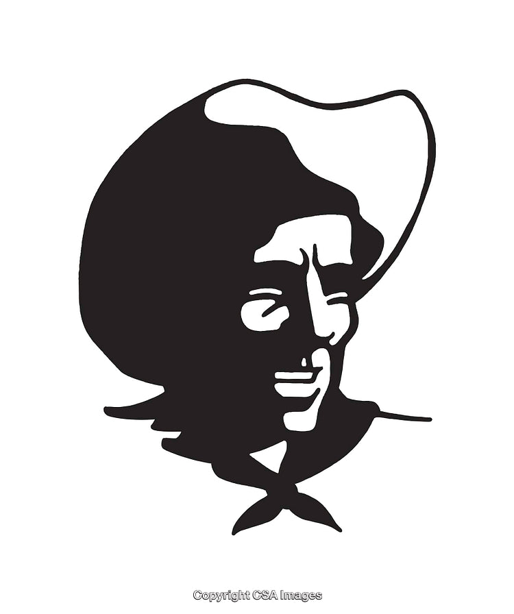 Black and White Line Art of a Cowboy Hat Illustration