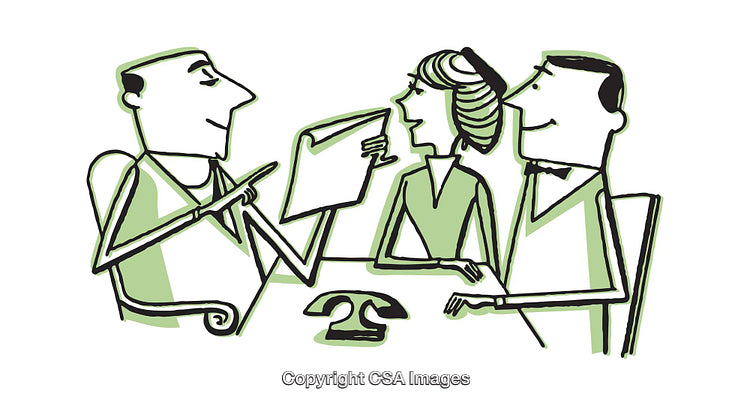 Colorful Illustration of a Business Meeting with Client Consultation