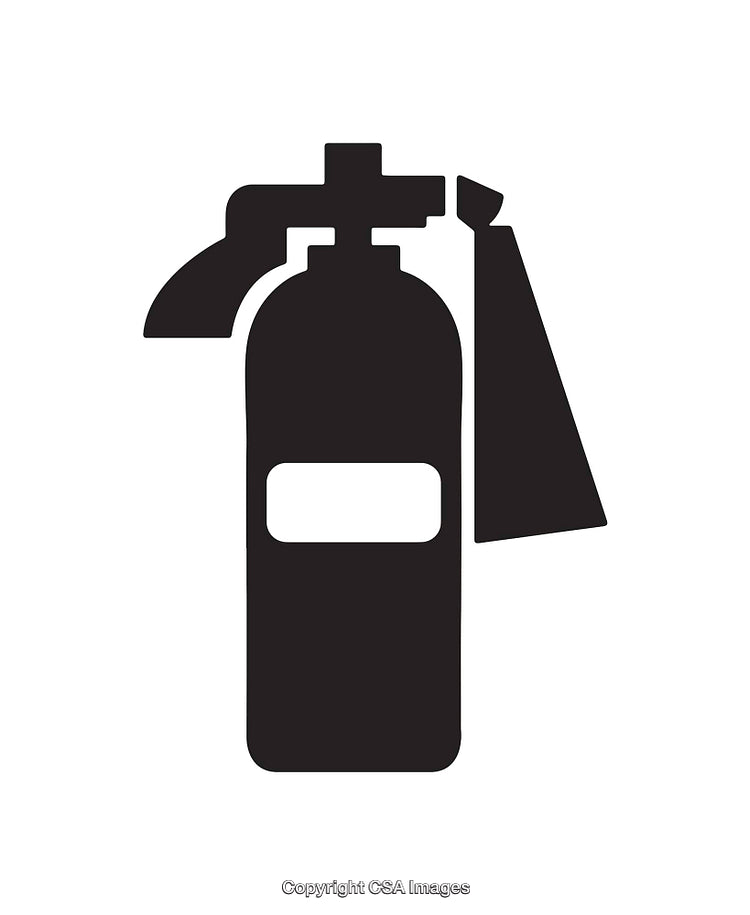 Black And White Fire Extinguisher Icon With Detailed Nozzle Design