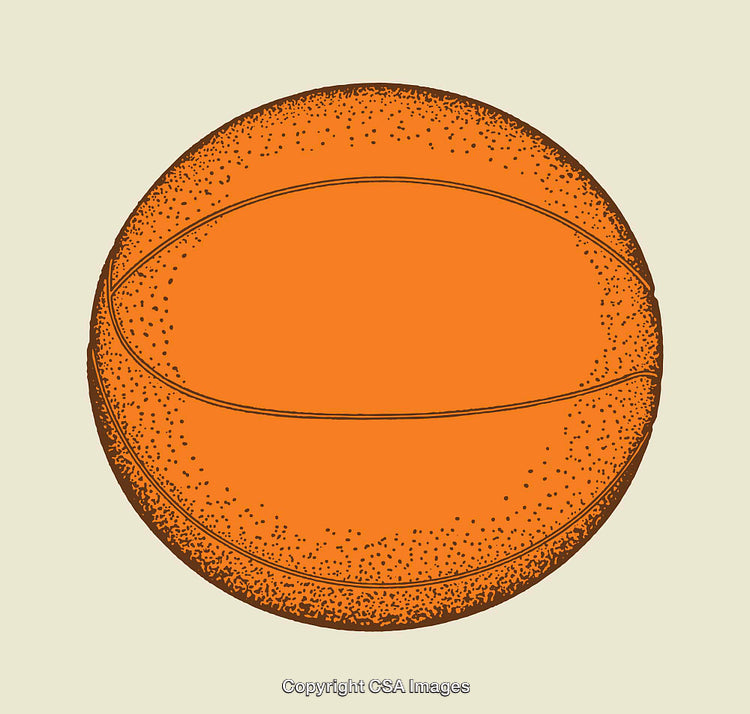 Detailed Line Art Illustration of an Orange Basketball on Beige Background