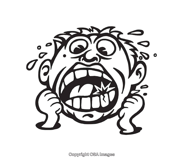 Cartoon Line Art of a Person Expressing Pain and Frustration