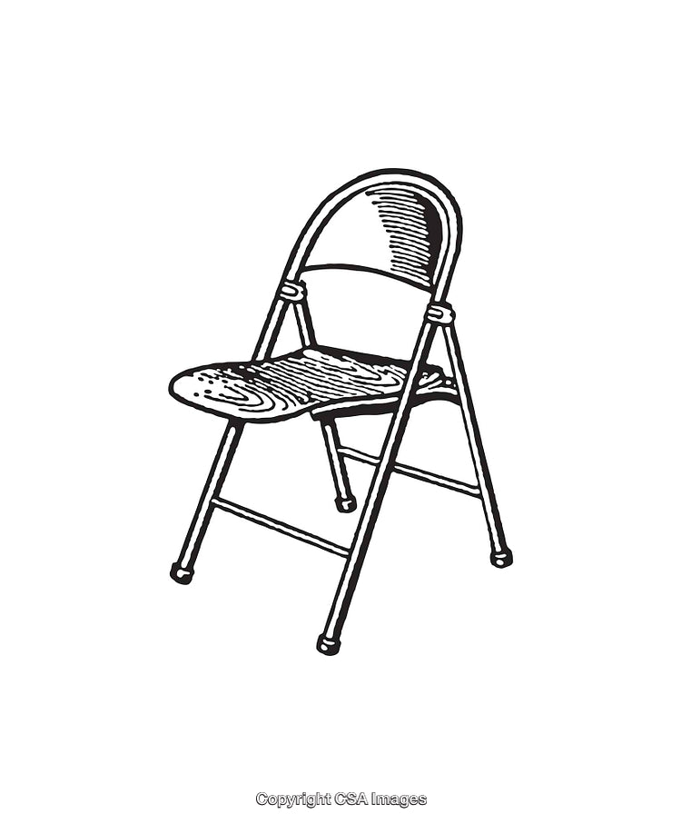 Detailed Black and White Line Art Illustration of a Foldable Chair