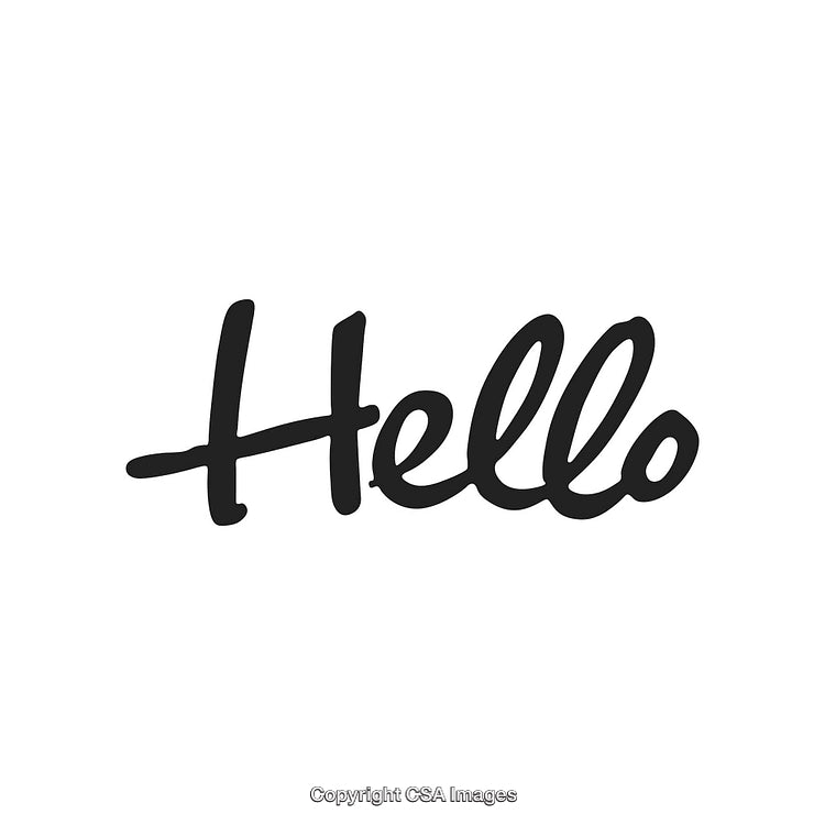 Hello Typographic Design on White Background with Stylish Handwritten Lettering
