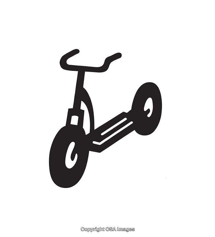 Black And White Line Art Illustration of a Kick Scooter