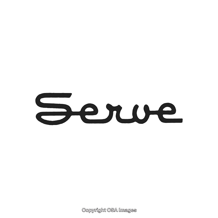 Stylish Script Typography of the Word 'Serve' on White Background