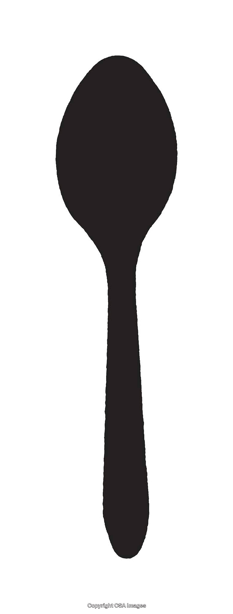 Minimalist Black And White Silhouette of a Spoon on White Background