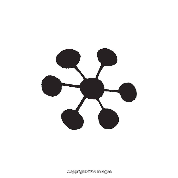 Abstract Black Shape Resembling Nodes and Connections on White Background