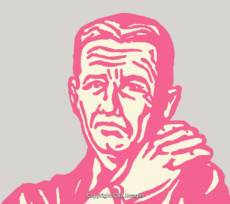Color Line Art Depiction of a Person in Thoughtful Expression