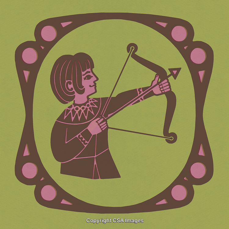 Illustration of an Archer in a Retro Decorative Frame Design