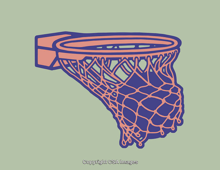 Colorful Basketball Hoop Illustration on a Pastel Background