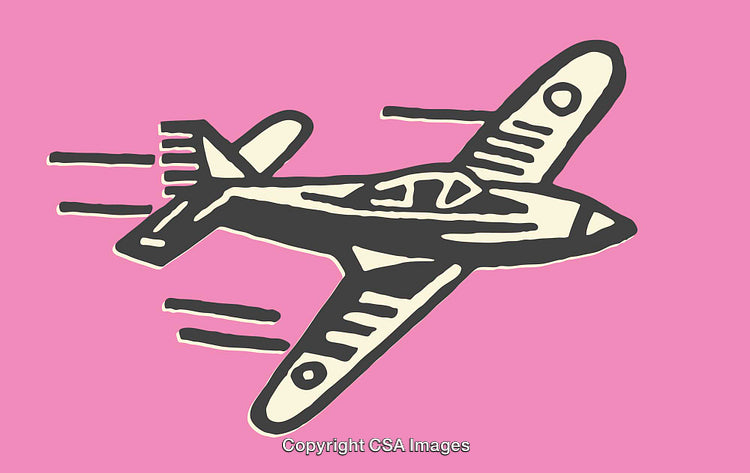 Hand-Drawn Airplane Illustration on Vibrant Pink Background