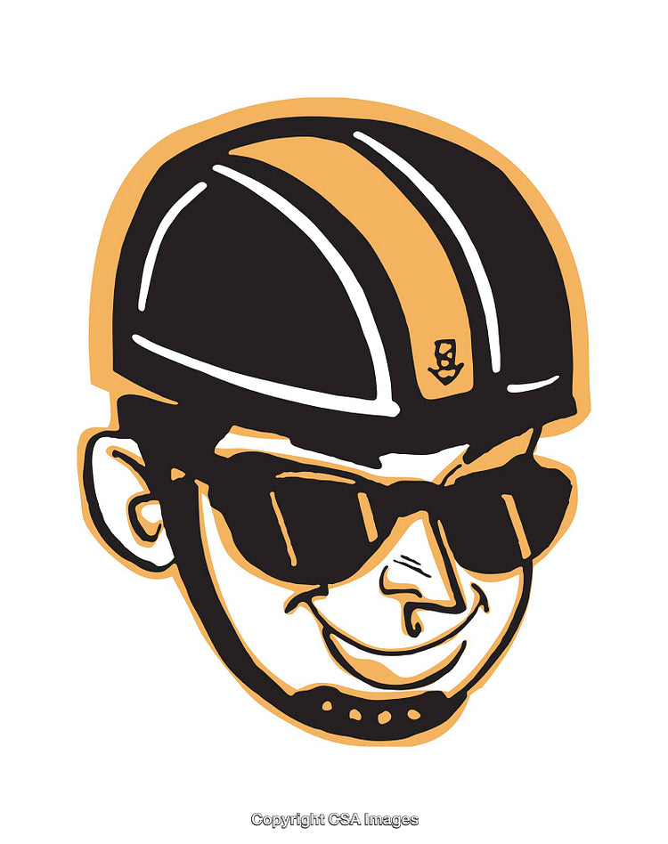Colorful Illustration of Smiling Character Wearing Sunglasses and Helmet