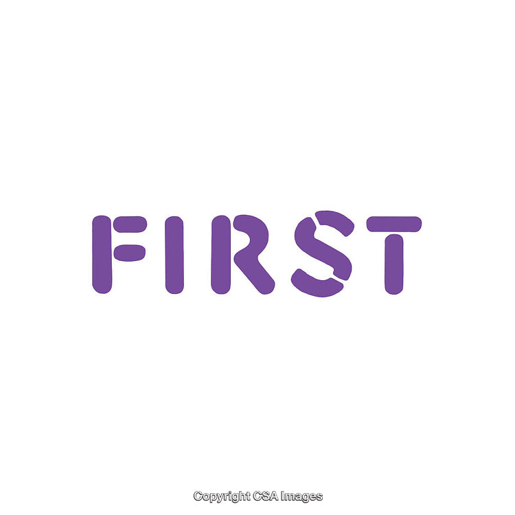 Minimalist Purple Typography Featuring the Word 'First' on White Background