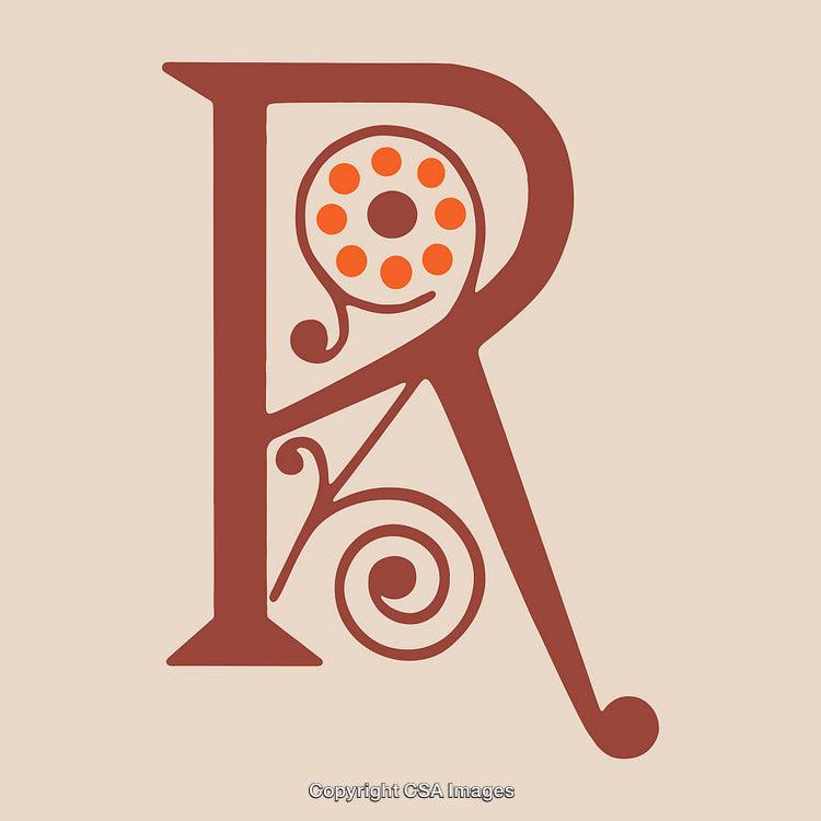 Ornamental Letter R Design with Vintage and Artistic Flourishes