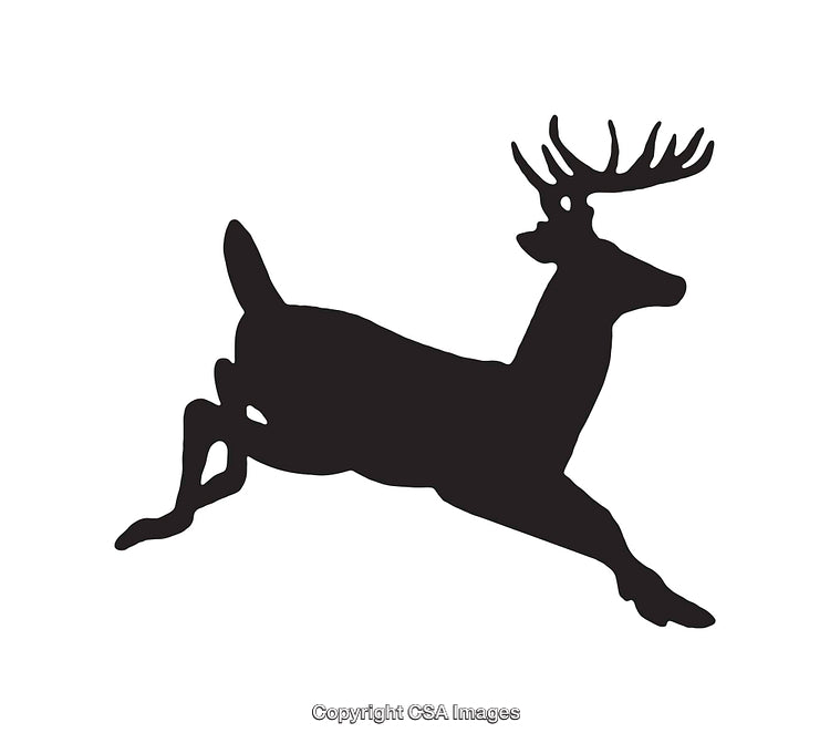 Silhouette Illustration of a Leaping Deer with Antlers in Profile View