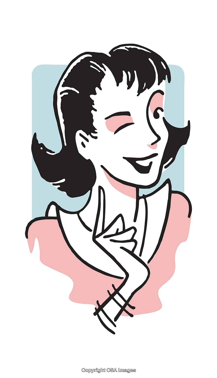 Cheerful Retro Vector Illustration of a Winking Woman in Soft Pastel Hues