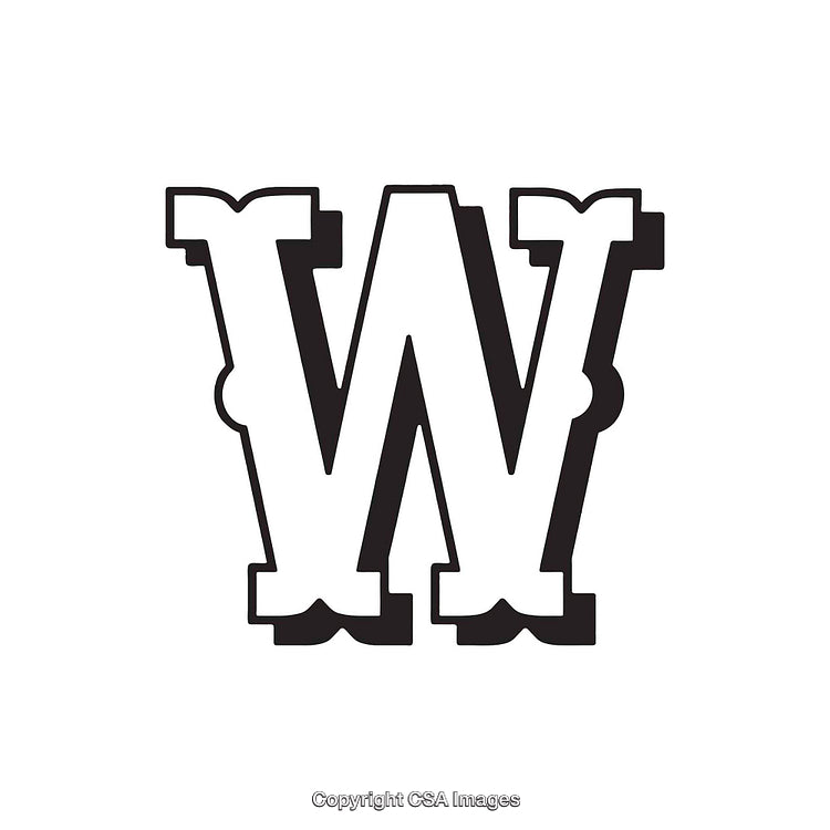 Black and White Decorative Letter W Typography Graphic Design