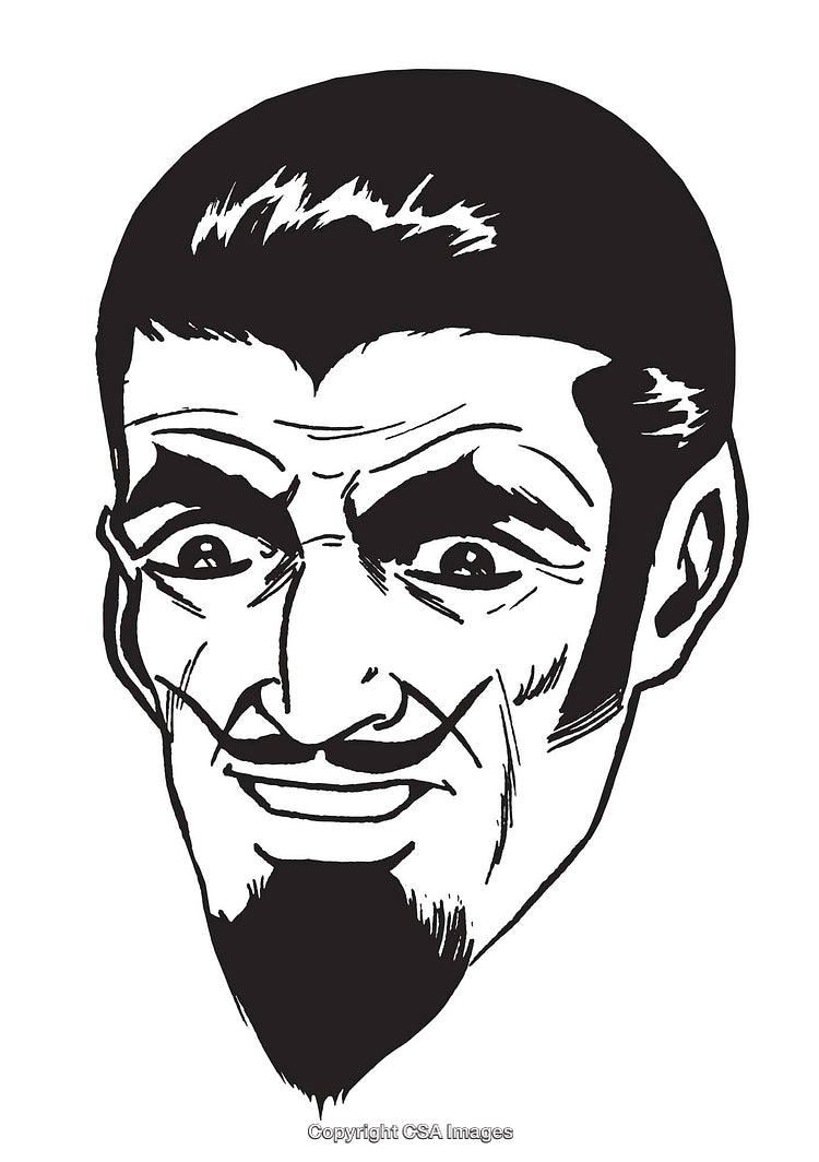 Illustrated Expression of a Man in Black and White Ink Style Drawing