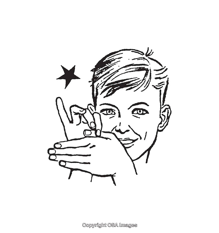 Illustration of a Smiling Boy Gesturing with Playful Charm
