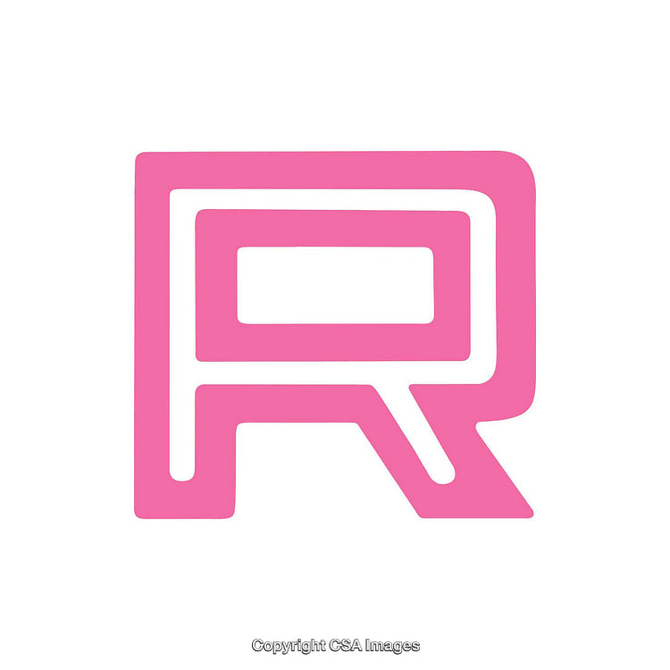 Large Bold Pink Letter R on a White Background