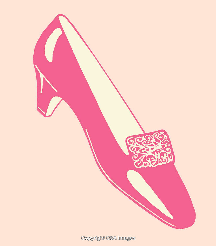 Elegant Pink High Heel Shoe Illustration with Patterned Detail