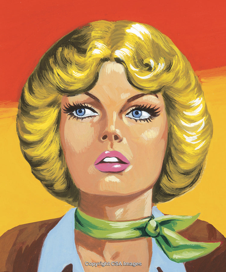 Pop Art Illustration of a Blonde Woman with a Retro Look