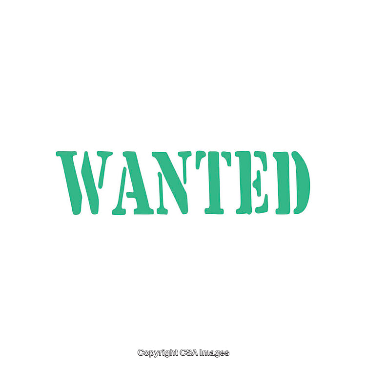 Green Wanted Typography on a Minimalist White Background