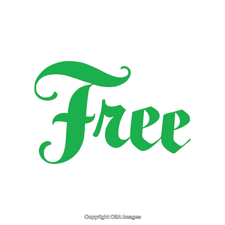 Green Script Typography Displaying the Word Free on White Background