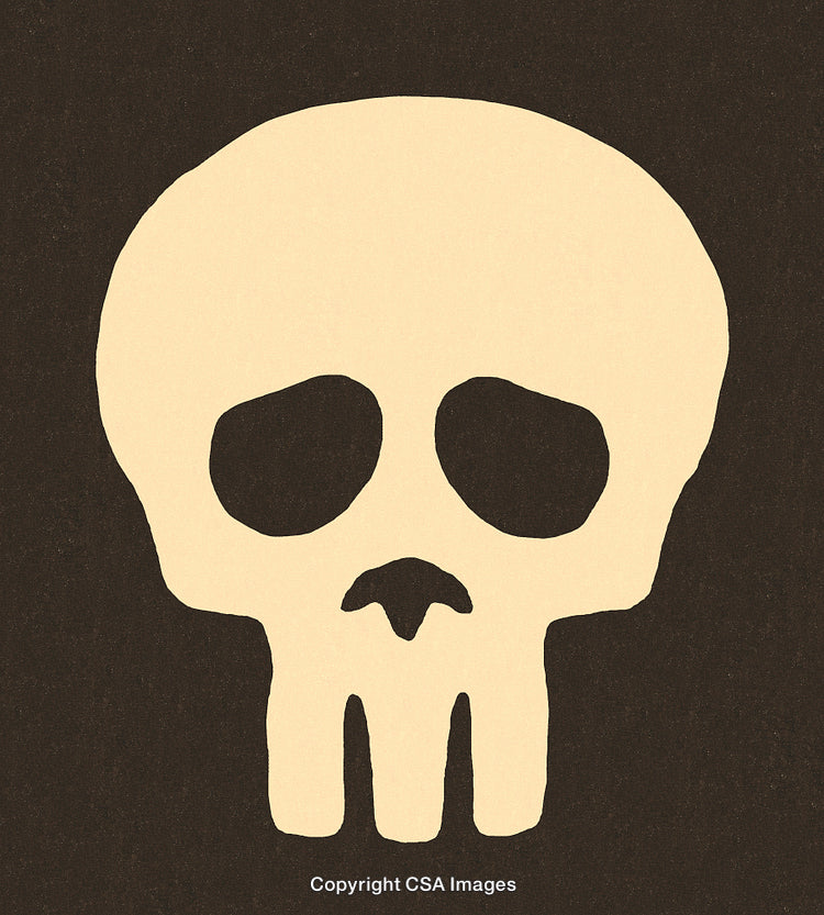 Minimalist Skull Artwork Illustration in Beige on a Dark Background
