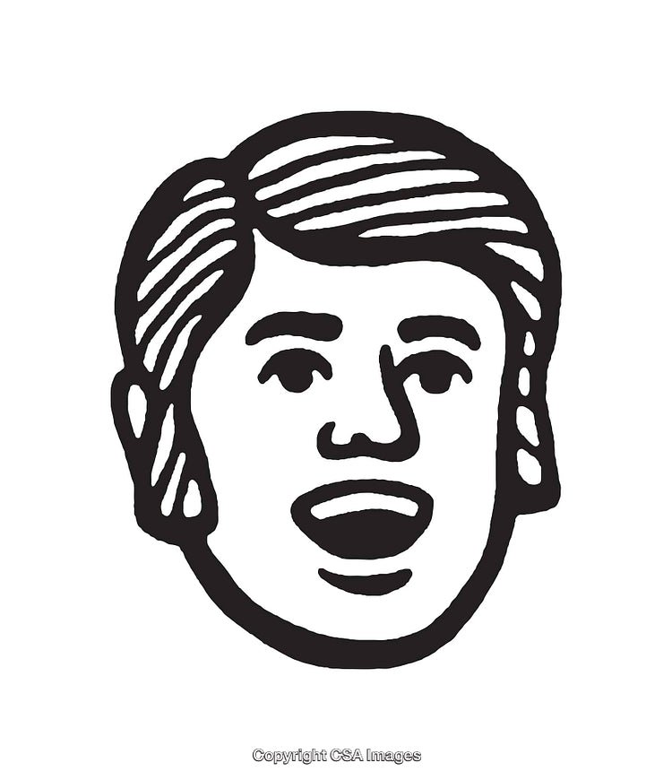 Black And White Line Art Illustration Of A Smiling Cartoon Face