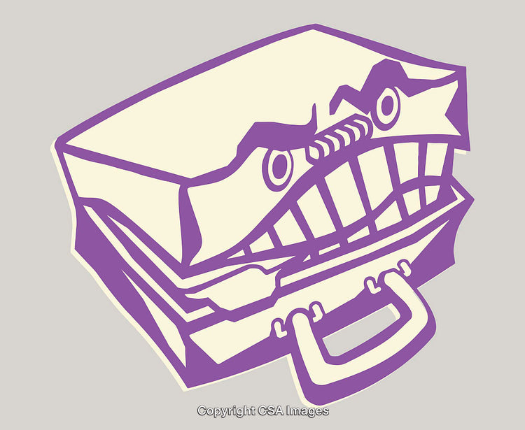 Colorful Cartoon Illustration of a Fierce-Looking Briefcase Face